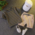 2pcs Toddler Boy Casual Stripe Tee and Belted Shorts Set